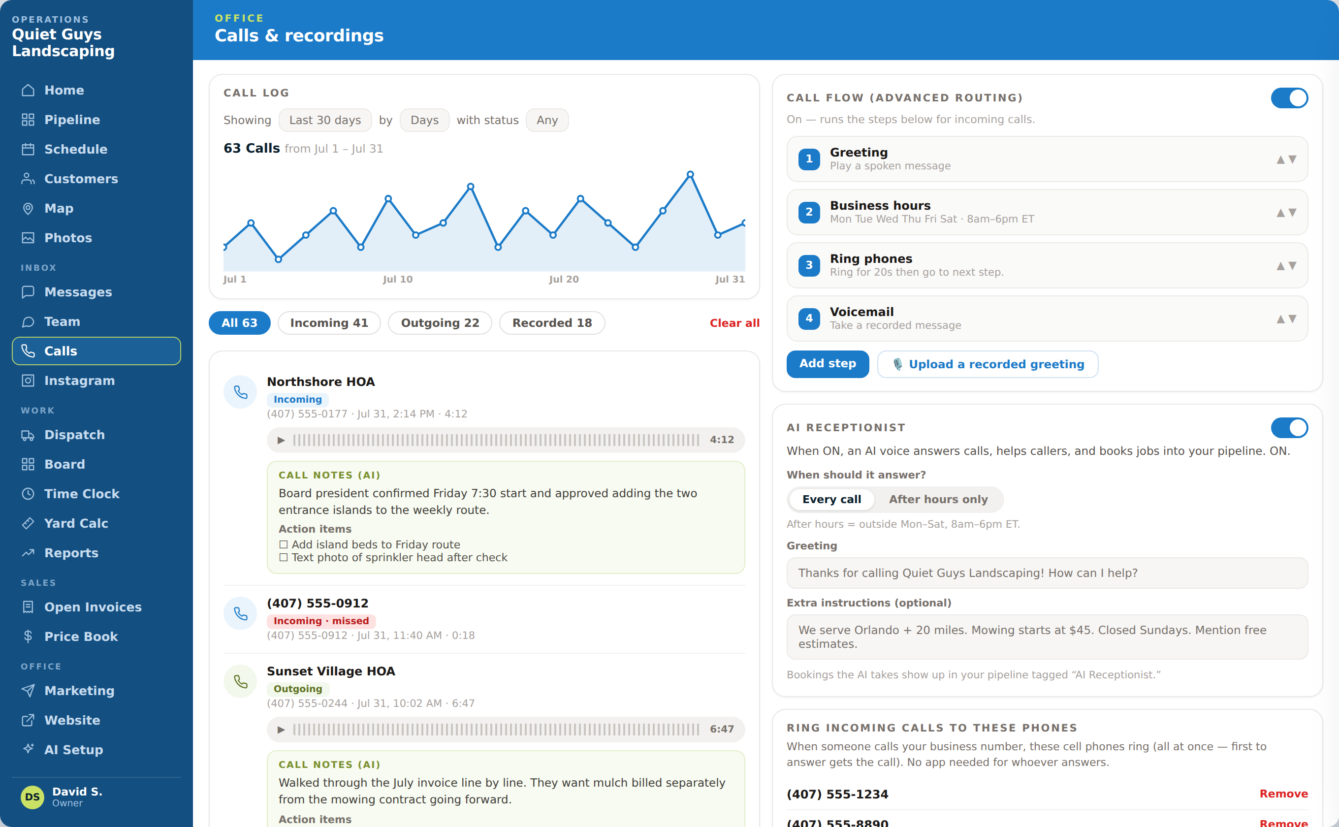 Opsly calls and recordings